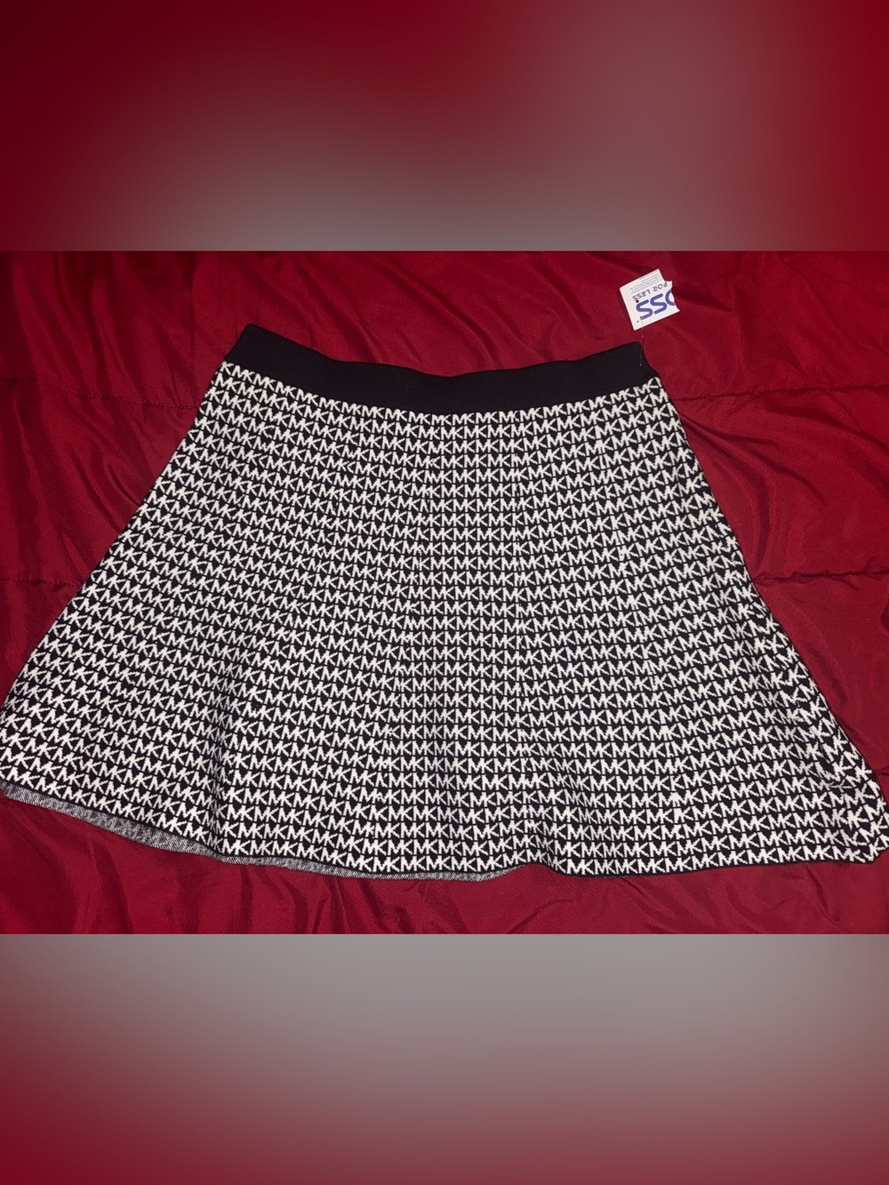 Michael Kors Black and White MK Logo Skater Skirt